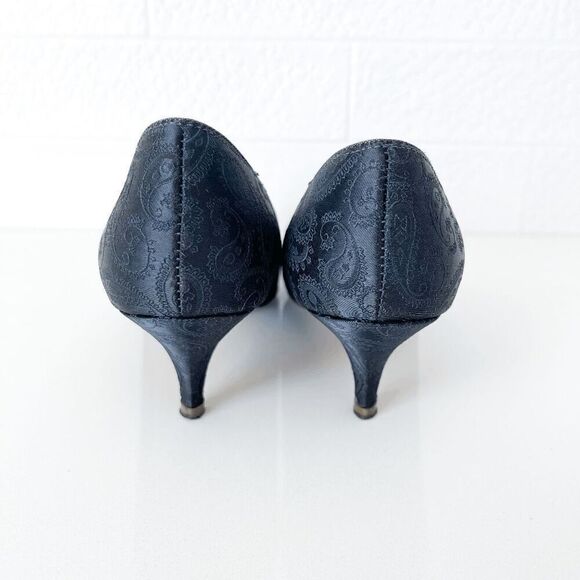 Arnold Churgin Womens Paisley Satin Pointed Toe Heeled Pump Shoes Black Size 5.5 - Picture 5 of 7